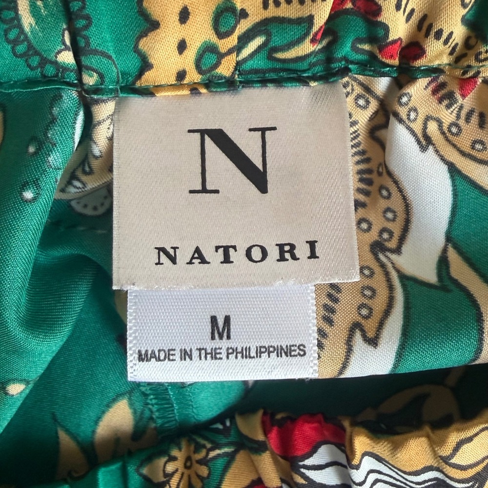 Natori Paisley Floral Pajama Set Green M - Picture 7 of 8